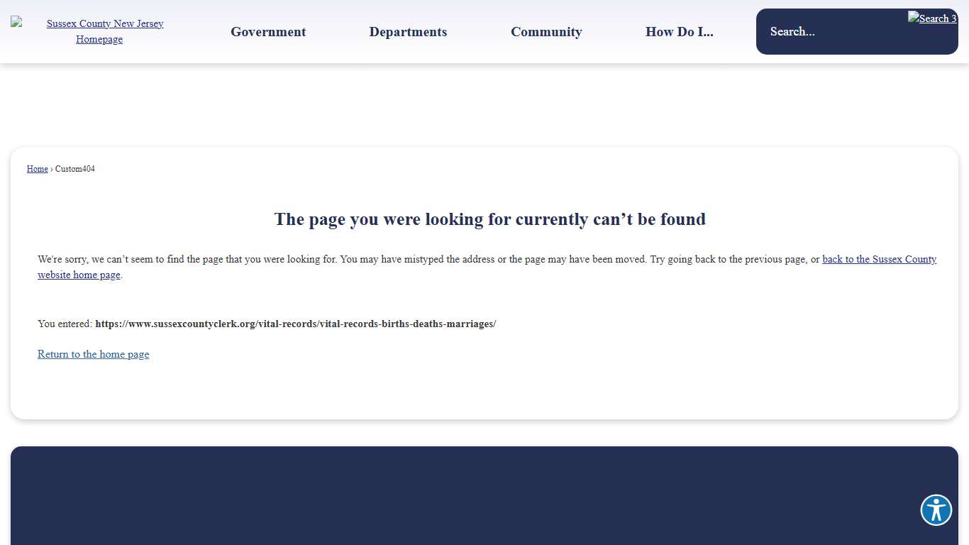 Custom404 • Sussex County, NJ • CivicEngage