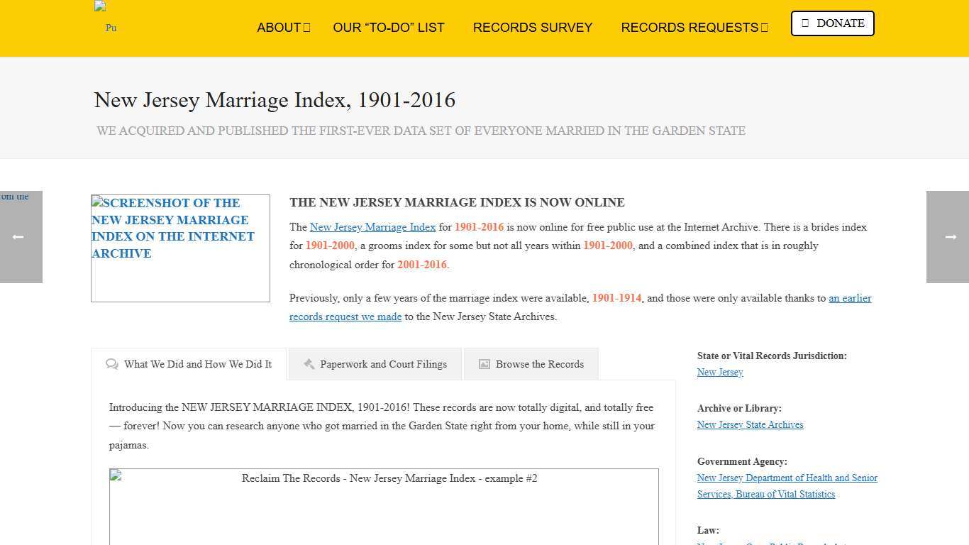 New Jersey Marriage Index, 1901-2016 - Reclaim The Records